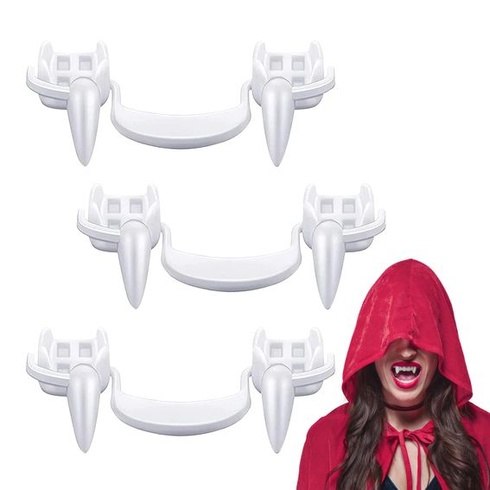 3 páry halloweenských upířích zubů, zasouvací opakovaně použitelné cosplay rovnátka Hororové