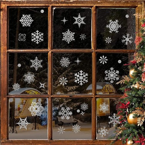 Vánoční dekorace na okna, obrázky na okna Vánoce, sněhové vločky ...