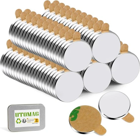 UTOMAG 100 kusov samolepiacich magnetov 10 x 1 mm, neodymové magnety, mini nalepovacie magnety, okrúhle