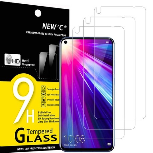 NEW'C Sada 3 kusov, Tvrdené sklo pre Honor View 20, Huawei Nova 4, Ochranná fólia na displej bez