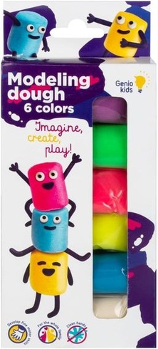 Genio Kids Playdough School 180 g / 6 kusů Soft Organic Playdough Set Hrací těsto pro děti a malé