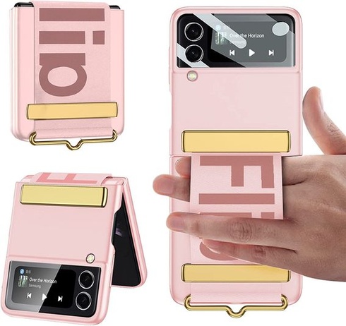 Pro Samsung Galaxy Z Flip 4 Case with Strap, Z Flip 4 Case Růžové s odklápěcím chráničem [Camera