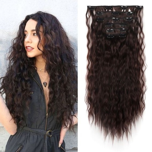 Cybelleza 50 cm clip-in prodloužení vlasů prodlužování vlasů příčesek jako pravé vlasy 6 útků
