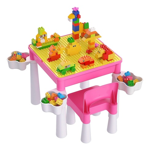 Dětský stůl se stavebnicí Burgkidz ‎růžový