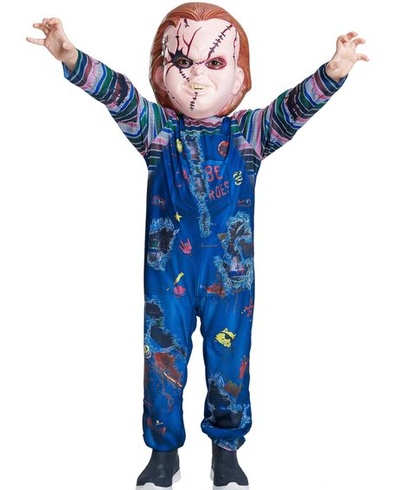 IKALI Dětský halloweenský kostým vražedná panenka Chlapci Dívky Chucky Fancy dress Up Overfit