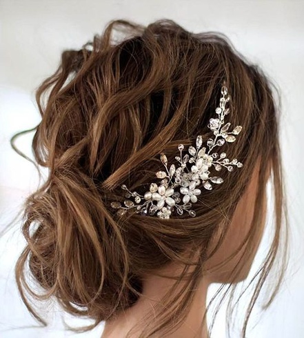 Unicra Svatební Svatební hřeben do vlasů Stříbrné Svatební vlasové doplňky Pearl Crystal Svatební