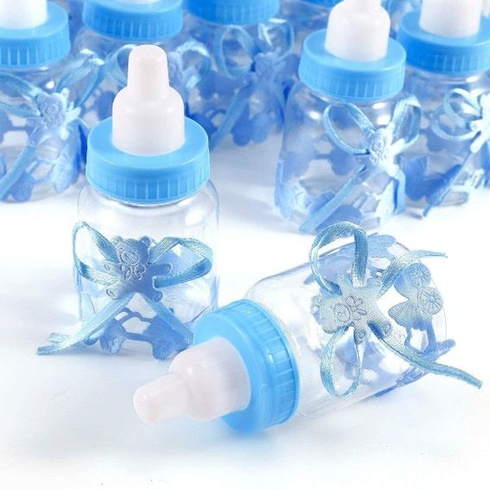 JZK 24 x Blue Baby Bottle Darčekové krabičky Darčekové bonboniéry Darčekové bonboniéry na párty Pochúťky