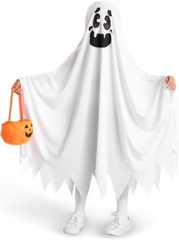 Dětský kostým Strašidelné výtvory Ghost Cloak pro Halloween Trick or Treat, střední (8-10 let).