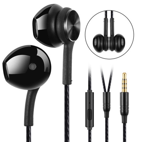 Sluchátka do uší s mikrofonem, kabelová sluchátka, kompatibilní se smartphony, tablety, notebooky a