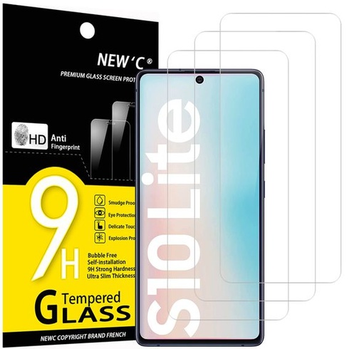 NEW'C Sada 3 kusů, Tvrzené sklo pro Samsung Galaxy S10 Lite, Ochranná fólie na displej – Proti
