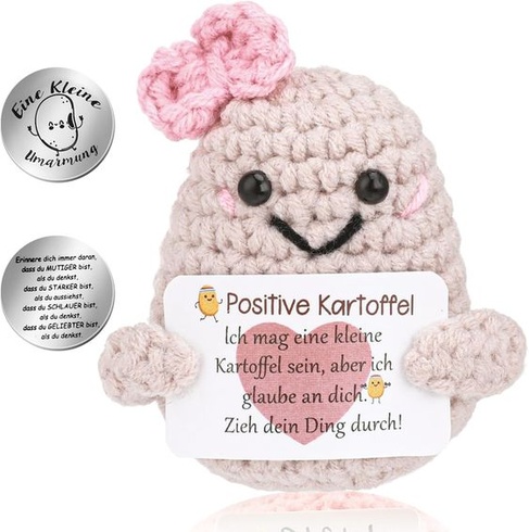 Lvefyti Pocket Hug Positive Potato, Pletená vlnená zemiaková bábika a Small Hug Lucky Charm,