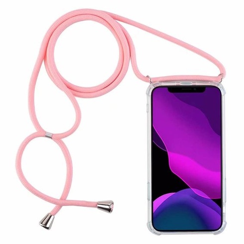 Pouzdro na náhrdelník kompatibilní s iPhone 13 Pro, pouzdro na krk se šňůrkou, růžové