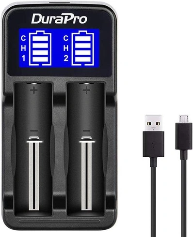 Inteligentní nabíječka DuraPro LCD s duálním USB portem pro Li-Ion/NI-MH/NI-Cd 18650 18500 18490
