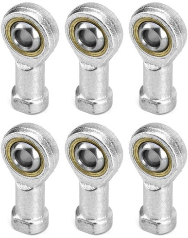 QWORK® Pack 6 ložísk kĺbových hláv 8 mm, kĺbové ložiská M8 x 1,25, metrický vnútorný závit,