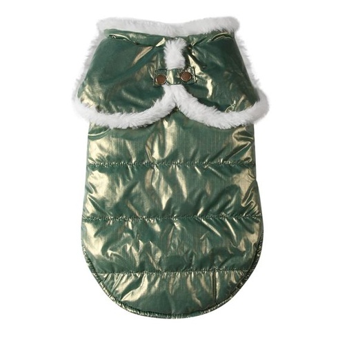 JoyDaog šatka Psí kabát pre malých psov Fleecová podšívka Teplé šteňacie bundy na zimu Zelená S