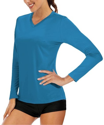 MAGCOMSEN UV košile Dámská sportovní košile s výstřihem do V UPF 50+ Tričko s ochranou proti slunci