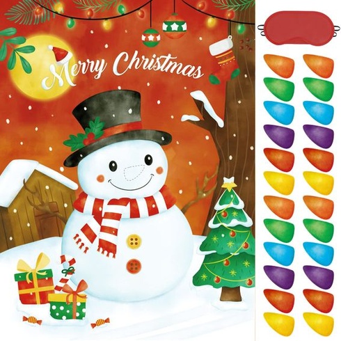 Pripnite nos na snehuliaka spoločenské hry - doplnky na vianočné večierky pre deti 73 x 51 cm herné
