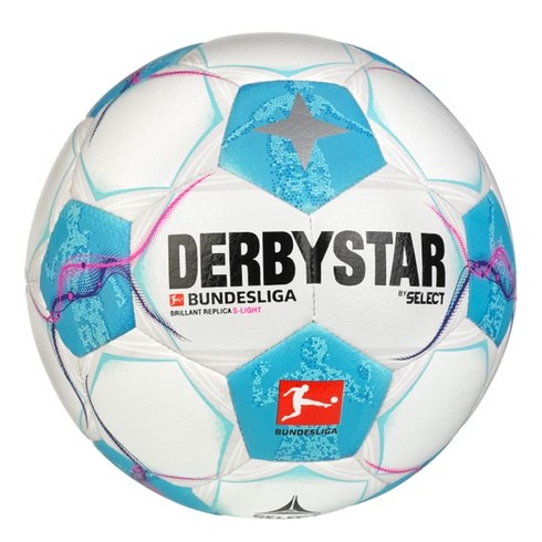 Derbystar Bundesliga Brilliant Replica S lopta, biela/modrá/ružová, 5