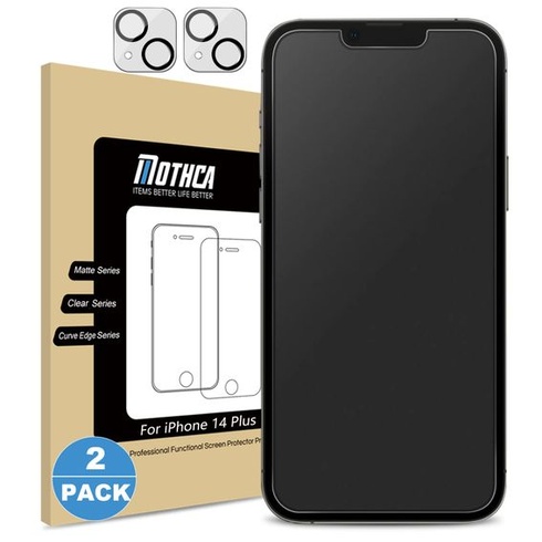 Pancéřové matné sklo Mothca pro iPhone 14 plus [2+2 kusy] 6,7 palce s ochranou fotoaparátu, matná