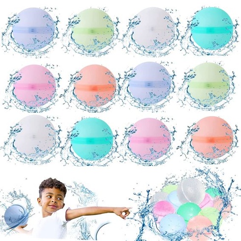 12 ks vodních balónků, opakovaně použitelné vodní bomby, vodní koule, vícebarevné vodní balónky na
