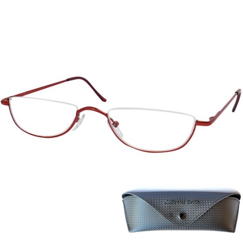 Mini brýle půlkulaté kovové brýle na čtení polobrýle, pouzdro a hadřík na čištění brýlí zdarma, rám