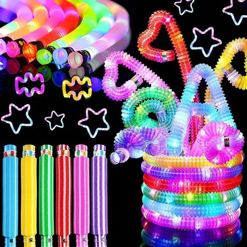 Glow Stick Pop Tubes, 12PCS Glow Sticks, LED Glow Toys, LED Stretch Tube, Party Potreby Glow