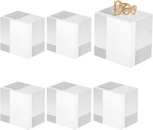 OLYCRAFT 6 ks čírych akrylových kociek 4x4x3cm štvorcových lesklých akrylových blokov na prstene,