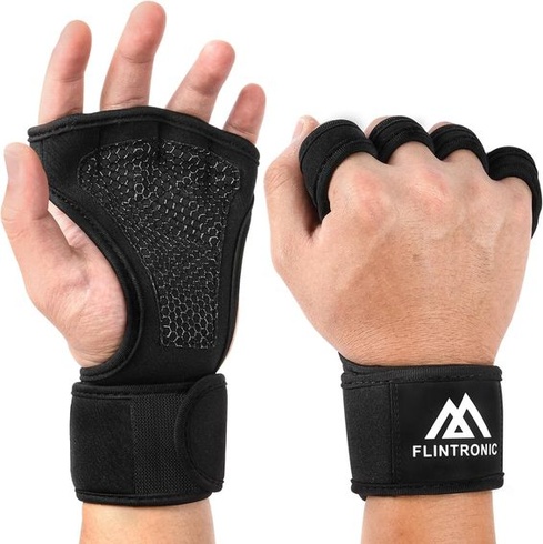 Tréninkové rukavice flintronic Open, Fitness rukavice pro muže a ženy s integrovanými manžetami na