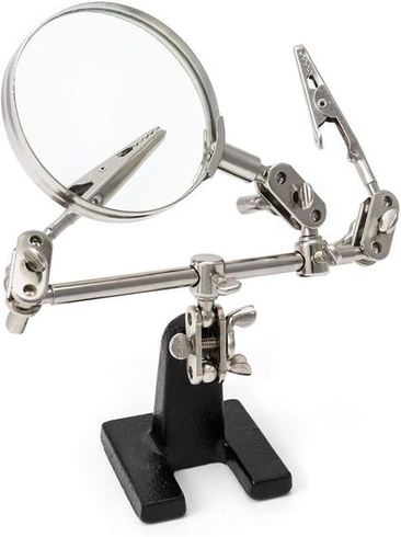 Zväčšovacie sklo QWORK® Third Hand so svorkami, nastaviteľné 5x zväčšenie, navrhnuté pre spájkovanie,