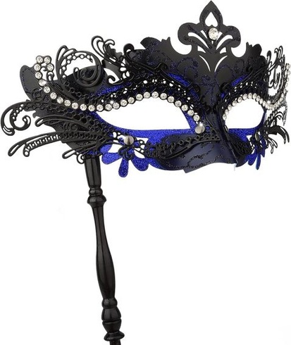 Hoshin Masquerade Mask with Stick, Mardi Gras Dekorácia benátskej masky pre ženy (biela)