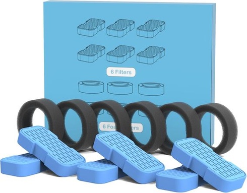 GOOSTOO fontánové filtre pre mačky, 6 uhlíkových filtrov + 6 hubových filtrov, trojitá filtrácia,