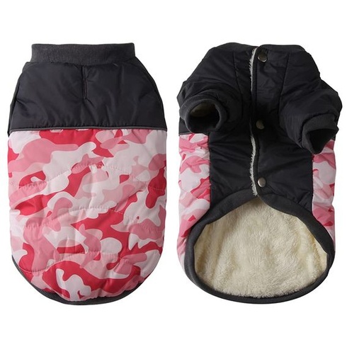JoyDaog Fleecová podšívka Teplé psí kabáty pro malé psy Voděodolná bunda pro štěně na zimu Pink