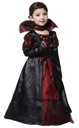 Dievčenské gotické upírske Halloweenske kostýmy Upírske šaty Karnevalový cosplay (4-6 rokov, upír)
