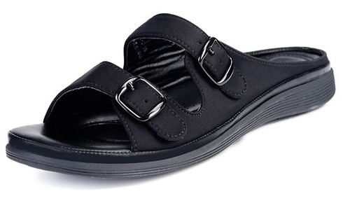 ZUSERIS Mules dámské ploché sandály letní pantofle s nastavitelným páskem, černá, velikost 41
