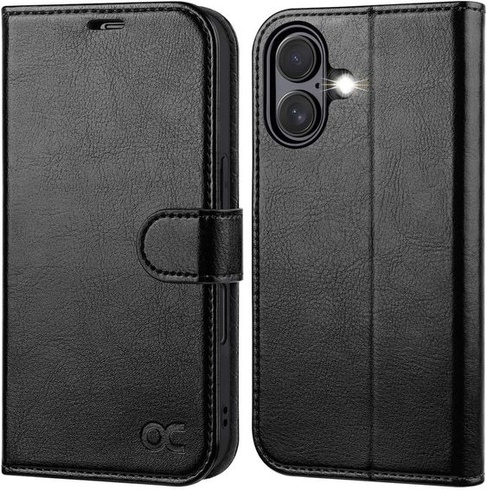 OCASE púzdro na mobilný telefón iPhone 16 prémiová PU koža, funkcia stojančeka na kartu, ochranné