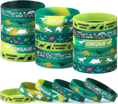 vamei Dinosaurie silikónové náramky Balenie 30 Dinosaurie párty taštičky Party silikónový náramok pre