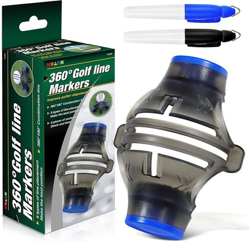Golfový popisovač SUBORAWOS se 2 barevnými popisovači, nástroj pro zarovnání čar v 360 stupních,