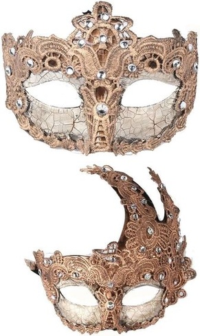 HDCRYSTALGIFTS Sada 2 párových masiek Benátska párty maska ​​Šampanské Halloween Prom Costume Mask