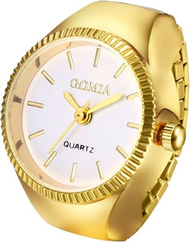 ŠperkyWe Finger Watch Prstencové hodinky Elastické hodinky: Zlaté analógové Quartz okrúhly prstienok