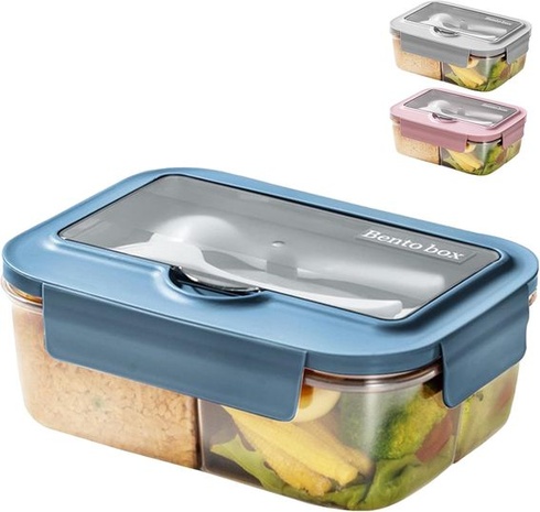BRYN 1400 ml vzduchotesný box na obed, box na obed do mikrovlnnej rúry, box na obed s 3