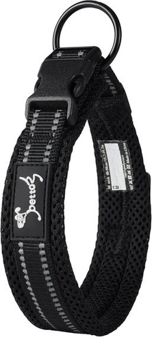 PETTOM Obojok pre psov Nastaviteľný nylonový obojok pre psov Priedušný reflexný obojok (čierny L)