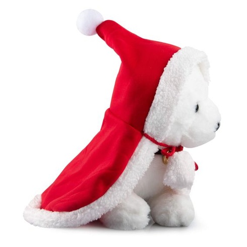 LERTREEUK Vánoční pončo s červeným Santa Hat kostýmem pro štěňata, psy a kočky (M)