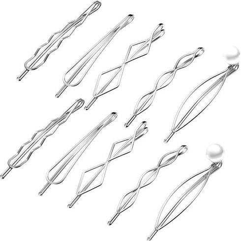 10 kusov geometrických kovových spôn do vlasov Minimalistické elegantné sponky do vlasov Kovové