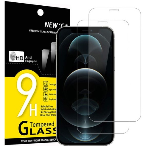 NEW'C 2 kusy, tvrzené sklo pro iPhone 12 PRO Max (6.7), ochrana proti poškrábání, otisky prstů,