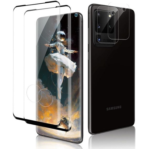 Balení 2 ks ochranné fólie na tvrzené sklo pro Samsung Galaxy S20 Ultra + 2 ks ochranné fólie na