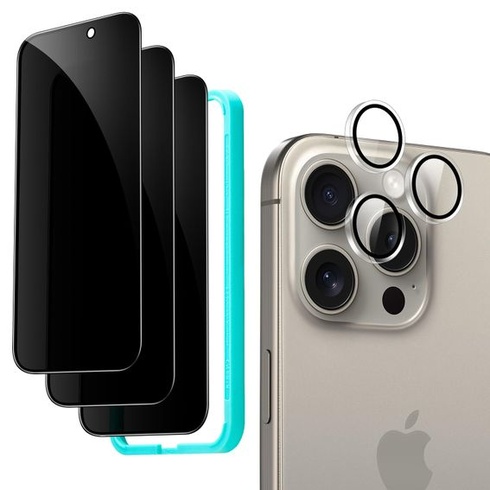 Sada ochrany soukromí displeje ESR iPhone 15 Pro Max, antispy ochrana obrazovky z tvrzeného skla,