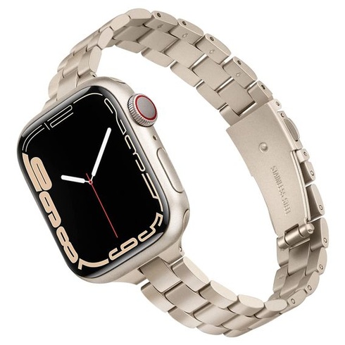 Náhrada TRUMiRR pro Apple Watch Series 9 8 7 41mm náramek Starlight, řemínek k hodinkám z nerezové