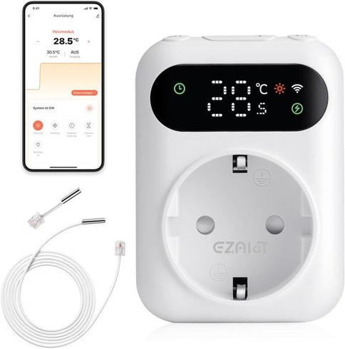 ezAIoT Wi-Fi plug-in termostat s časovačom na vykurovanie a chladenie – digitálny regulátor teploty s