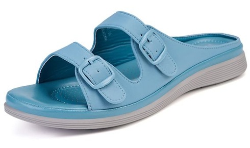 ZUSERIS Mules dámské ploché sandály letní pantofle s nastavitelným páskem, světle modrá, velikost 41