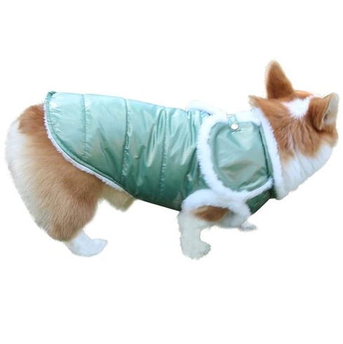 JoyDaog šála Psí kabát pro malé psy Fleecová podšívka Teplé bundy pro psy na zimu Zelená M
